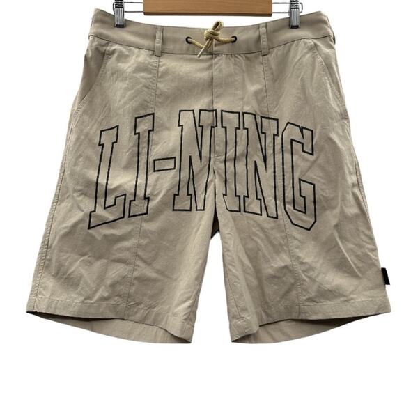 Li-Ning Chinatown Cordura Khaki Beige Reflective  Loose Fit Work Shorts Size‎ M - Picture 1 of 7
